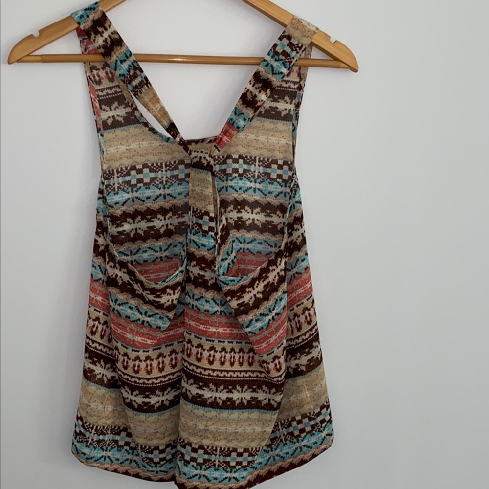 LF Millau Sheer Aztec Print Racerback Tank - Picture 4 of 5